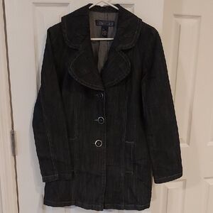 Baccini Dark Gray Denim Jacket with Stylish Collar